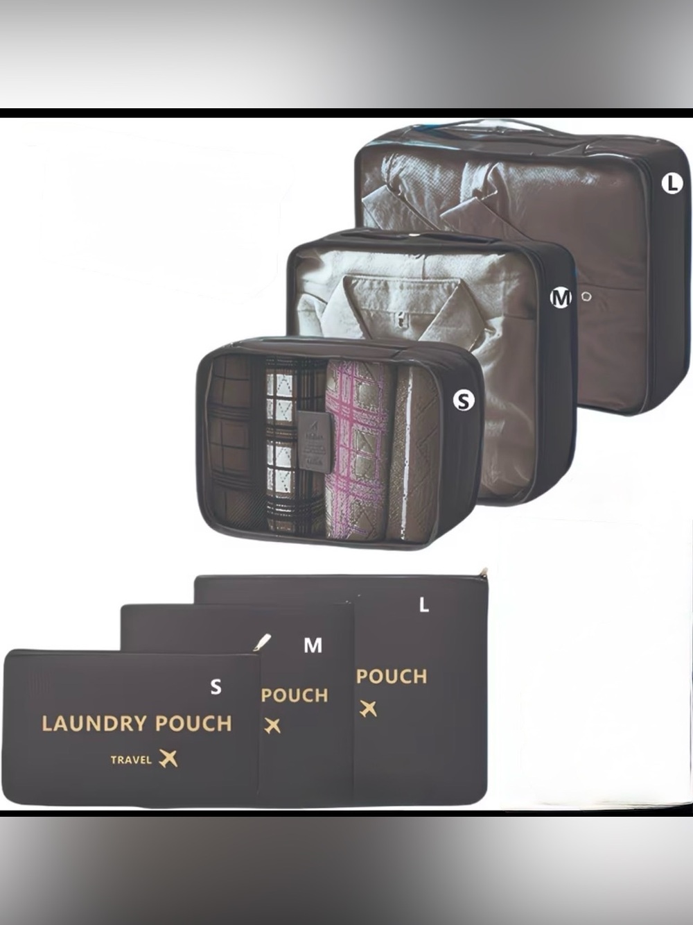 Black Laundry Pouch Set with Gold Logo {6 pcs}